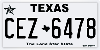 TX license plate CEZ6478