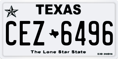 TX license plate CEZ6496