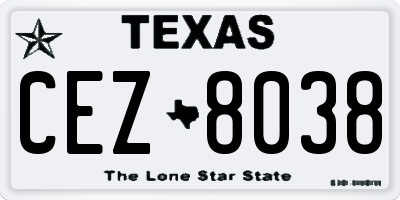 TX license plate CEZ8038