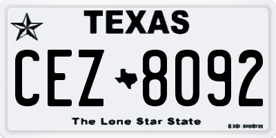 TX license plate CEZ8092