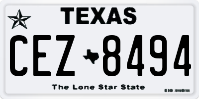 TX license plate CEZ8494