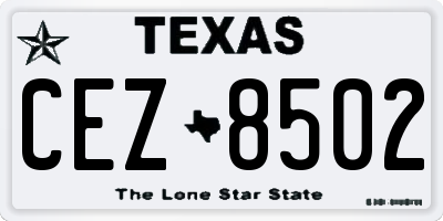 TX license plate CEZ8502