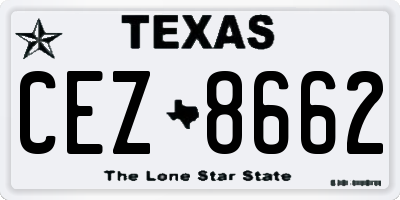 TX license plate CEZ8662