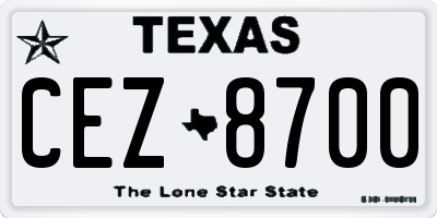 TX license plate CEZ8700
