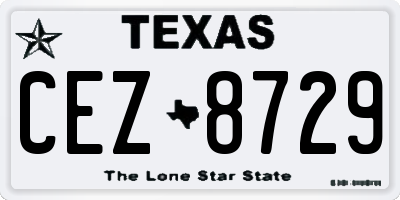 TX license plate CEZ8729