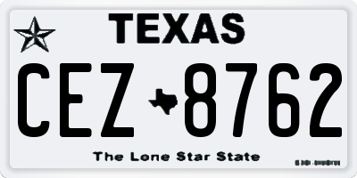 TX license plate CEZ8762