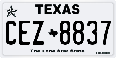 TX license plate CEZ8837