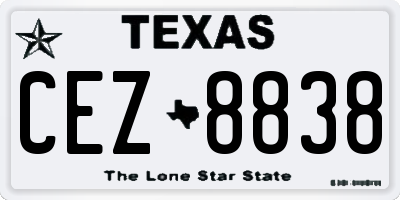 TX license plate CEZ8838