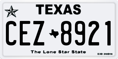 TX license plate CEZ8921