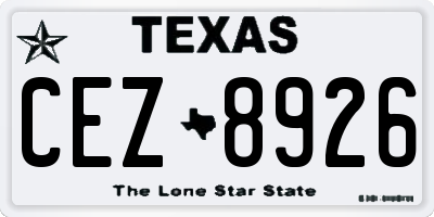 TX license plate CEZ8926