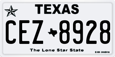 TX license plate CEZ8928