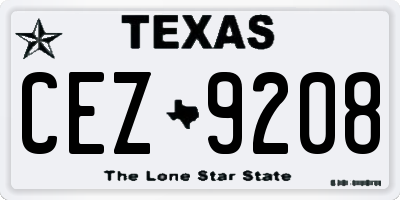 TX license plate CEZ9208
