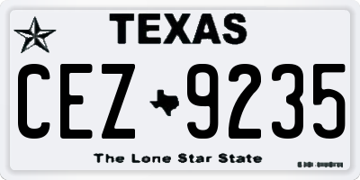 TX license plate CEZ9235