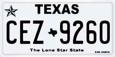 TX license plate CEZ9260