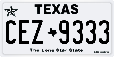 TX license plate CEZ9333