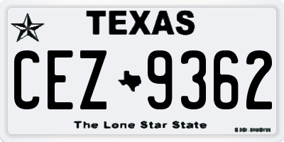 TX license plate CEZ9362