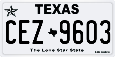 TX license plate CEZ9603