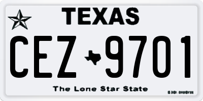TX license plate CEZ9701
