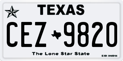 TX license plate CEZ9820
