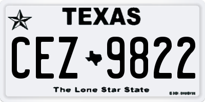 TX license plate CEZ9822