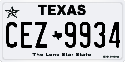 TX license plate CEZ9934