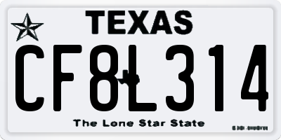 TX license plate CF8L314