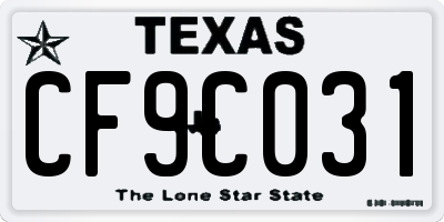 TX license plate CF9C031