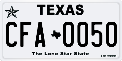 TX license plate CFA0050