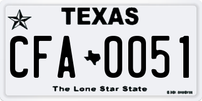 TX license plate CFA0051