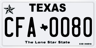 TX license plate CFA0080