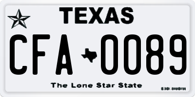 TX license plate CFA0089