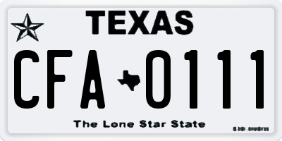 TX license plate CFA0111
