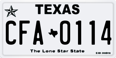 TX license plate CFA0114