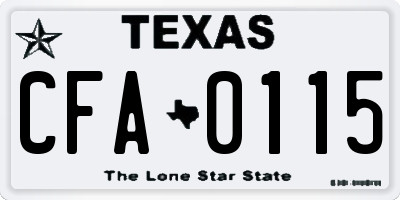 TX license plate CFA0115