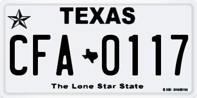 TX license plate CFA0117
