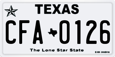 TX license plate CFA0126