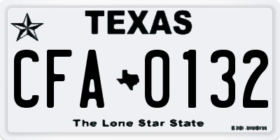 TX license plate CFA0132