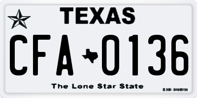 TX license plate CFA0136