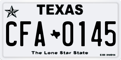 TX license plate CFA0145