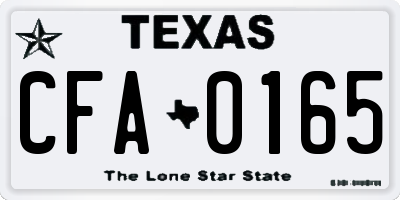 TX license plate CFA0165