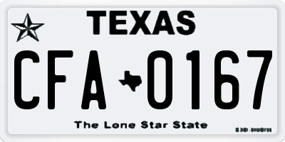 TX license plate CFA0167