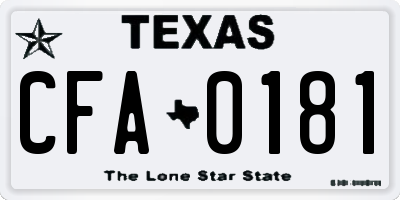 TX license plate CFA0181