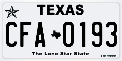 TX license plate CFA0193