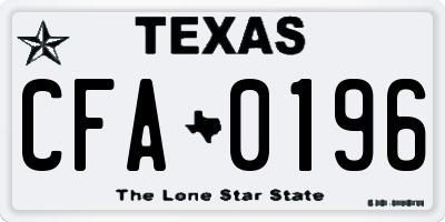 TX license plate CFA0196