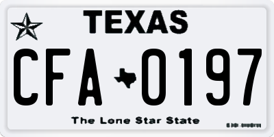 TX license plate CFA0197