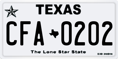 TX license plate CFA0202