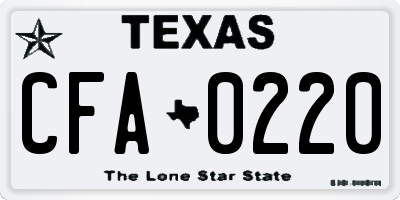 TX license plate CFA0220