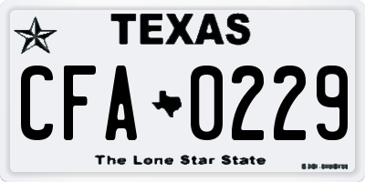 TX license plate CFA0229