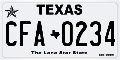 TX license plate CFA0234