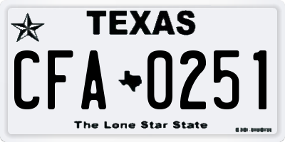 TX license plate CFA0251